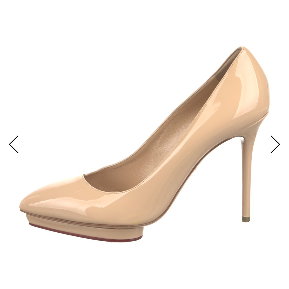 Charlotte Olympia Beige Patent Heels